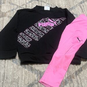 Puma Black Sweatshirt with Pink Leopard Logo
